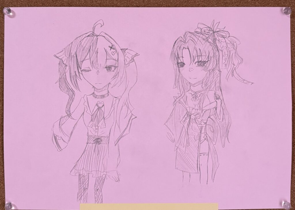 好きなイラストを描いてフリールームに掲示しました。